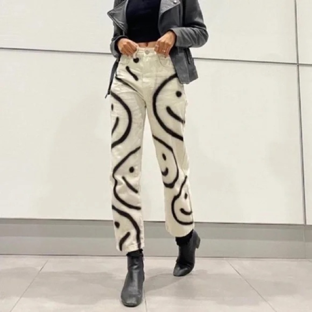 Cider Spray On Smiley Face Jeans